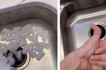 Clean garbage disposal with ice